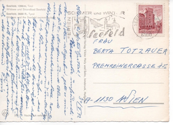 Ansichtskarte Seefeld, 1200 m, Tirol - Wildsee und Strandbad Seefeld